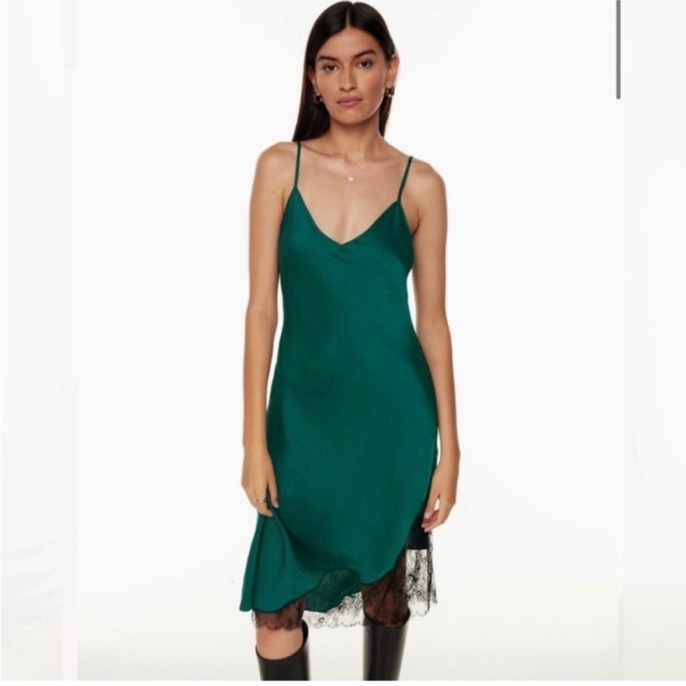 Aritzia Wilfred Sonnet Satin Dress Green Small NWT